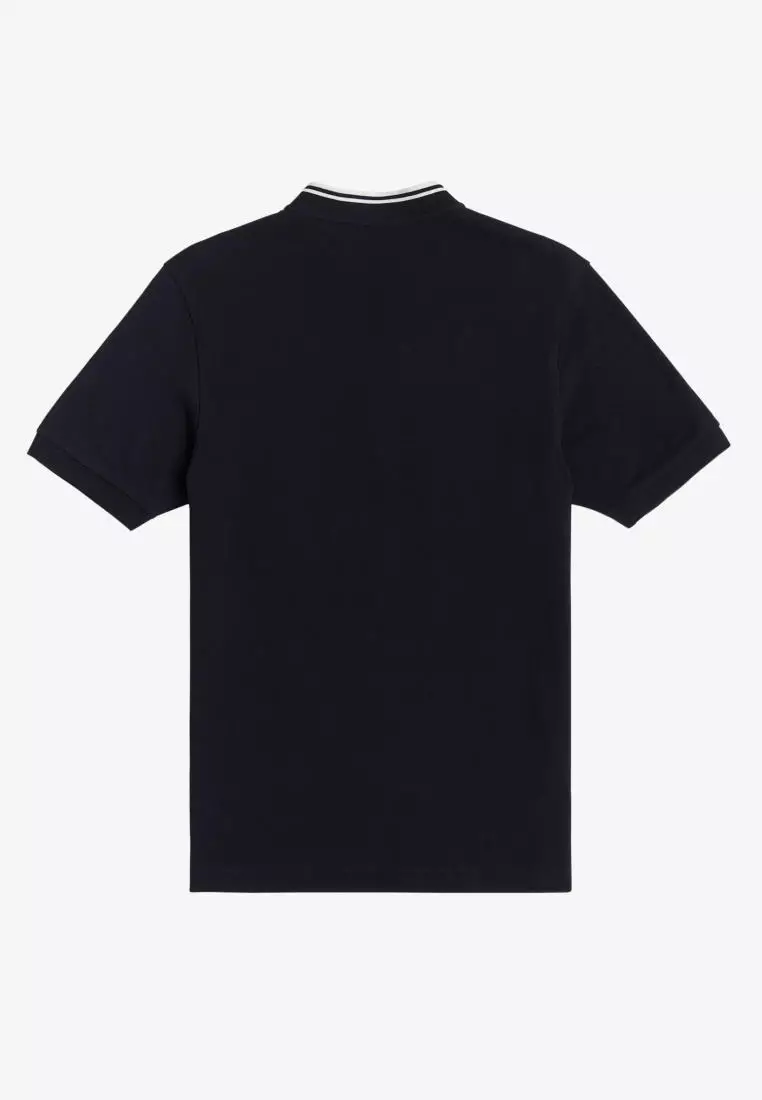 Fred Perry M4526 Bomber Collar Pique Shirt (Navy Blue)