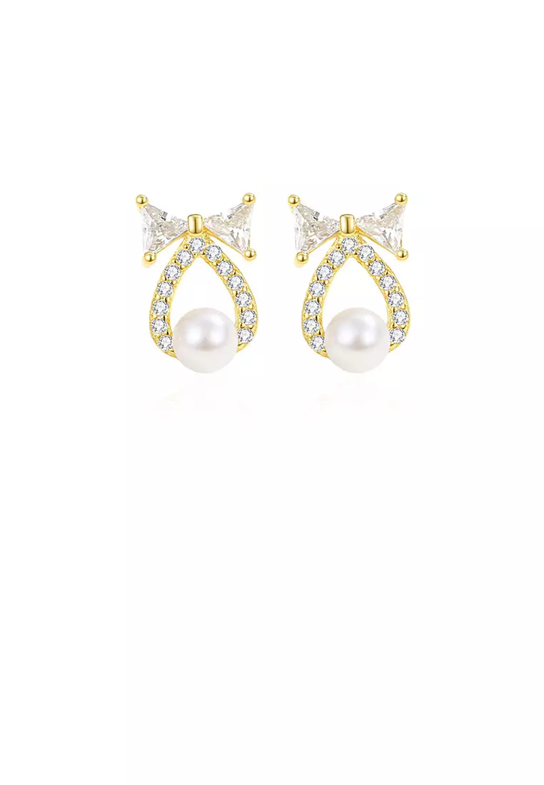 Gold stud drop earrings store