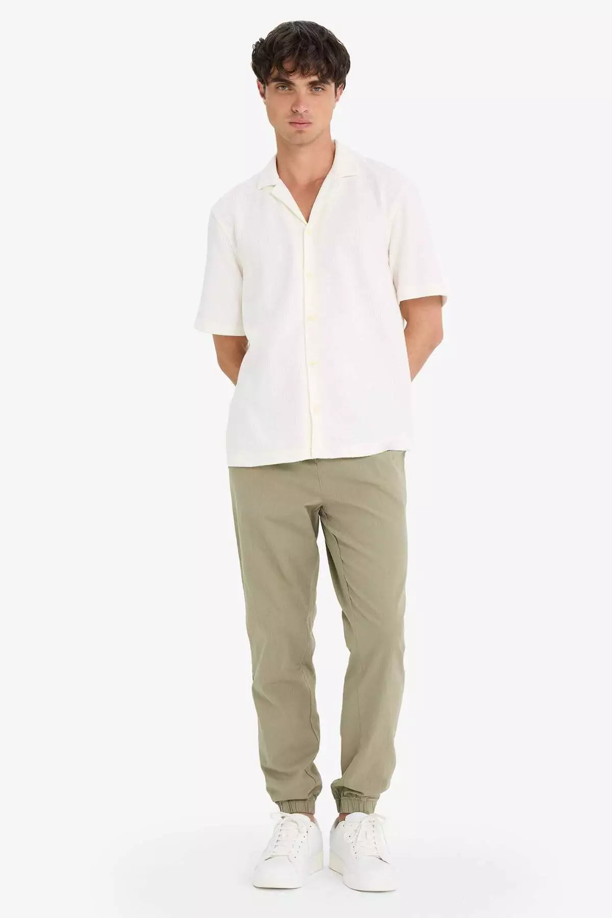 100% Cotton Cargo Jogger Pants Three Pockets E0834Ax25Sm