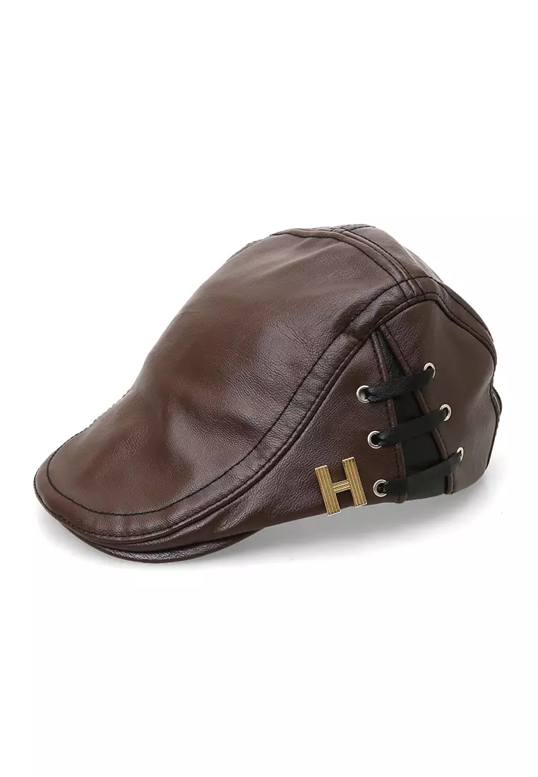 Kai Aksesoris Fashion Pria Wanita Casual Hat Preferred Style Material Leather ORIGINAL - Light Coffee