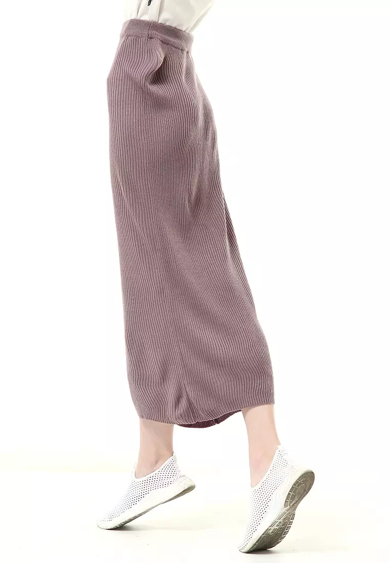 Deliana Rok Rajut Kancing Bawahan Wanita Premium Quality - Burgundy