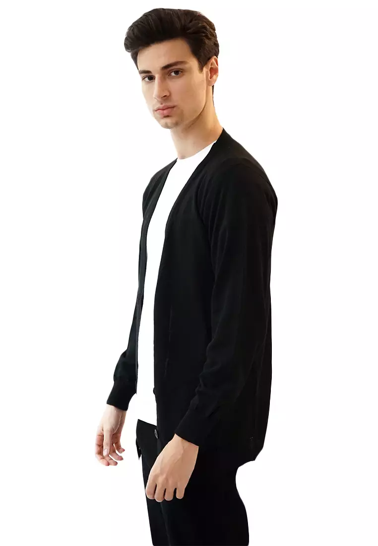 Cardigan Pria Oversize Sweater Korea Big Size Jumbo Hitam