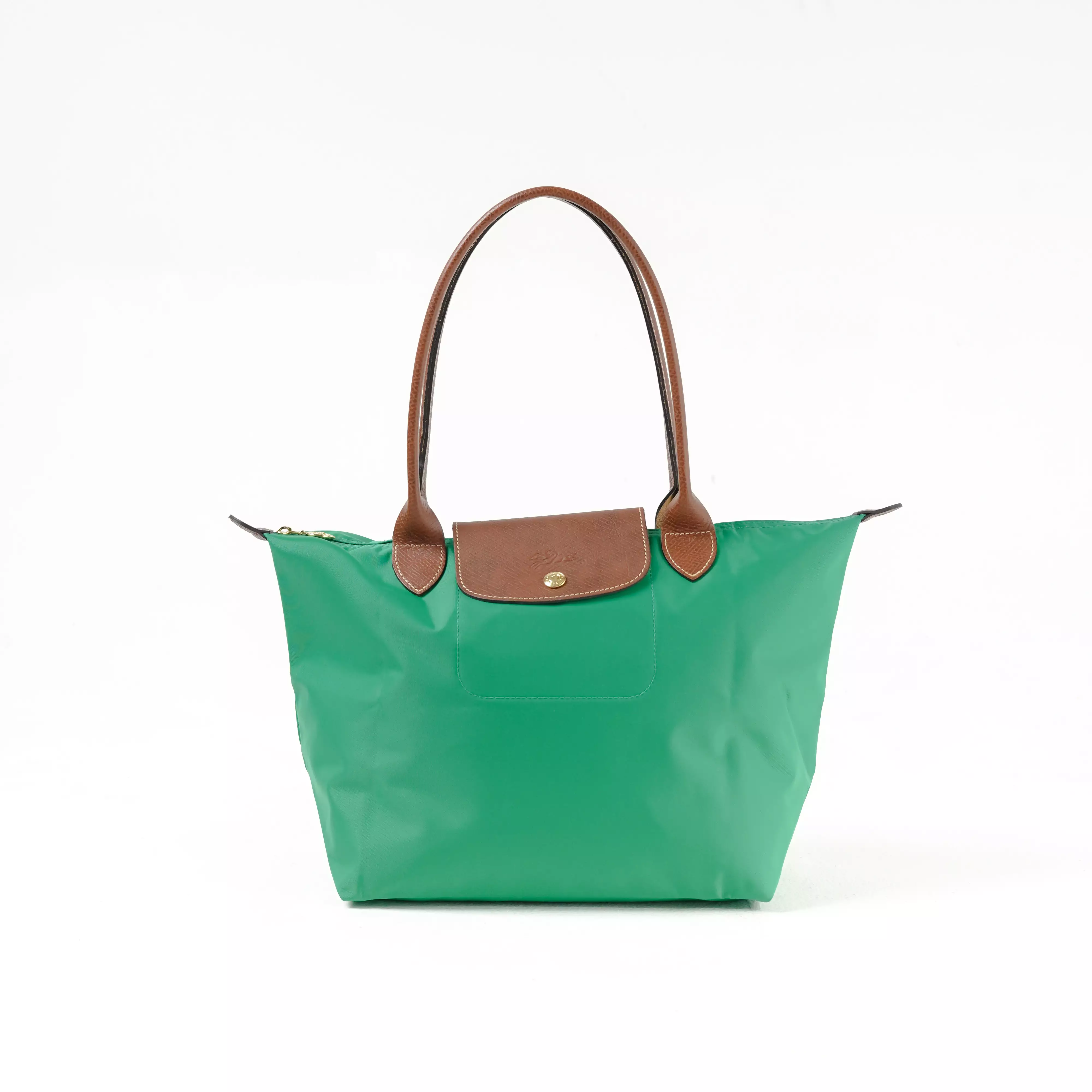 Tas LONGCHAMP LE PLIAGE LONG HANDLE BROWN FOREST GREEN SHOULDER BAG MEDIUM 100% ORIGINAL