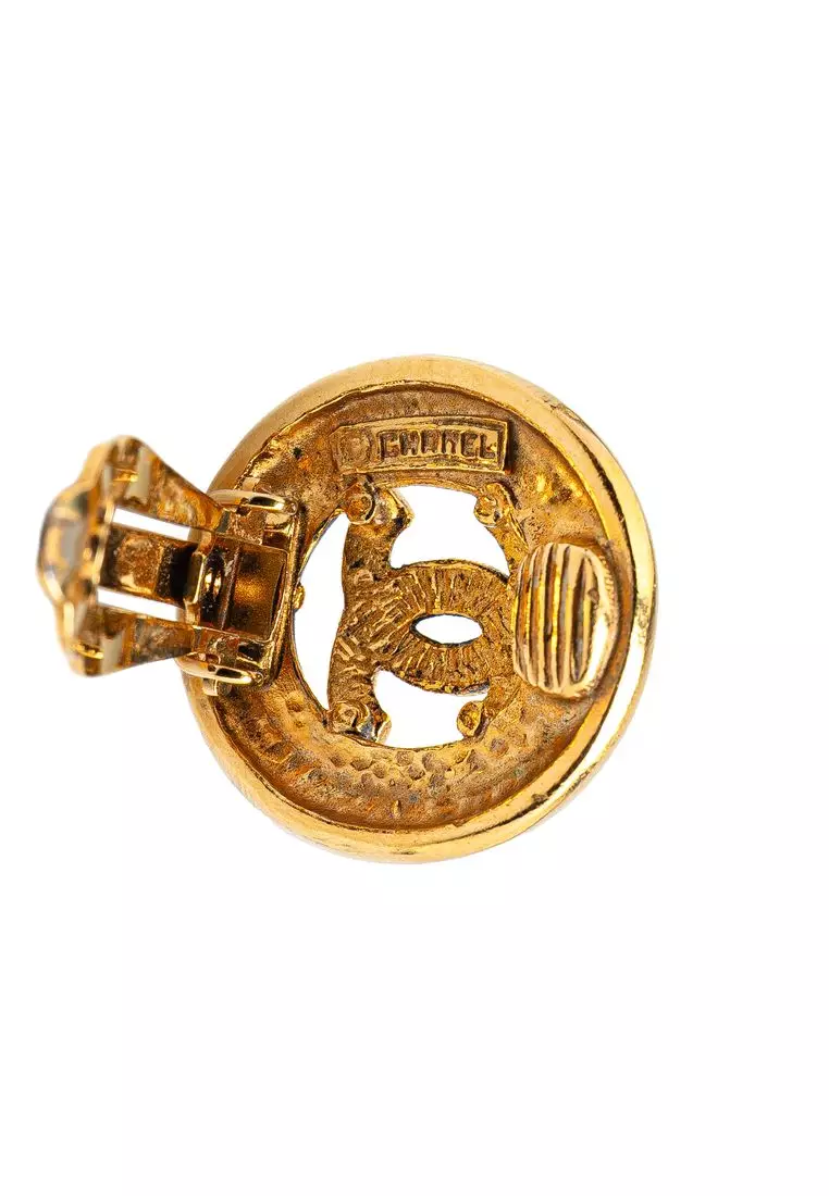 Pre-Loved Chanel Cc Gold Plated Round Clip On Earrings