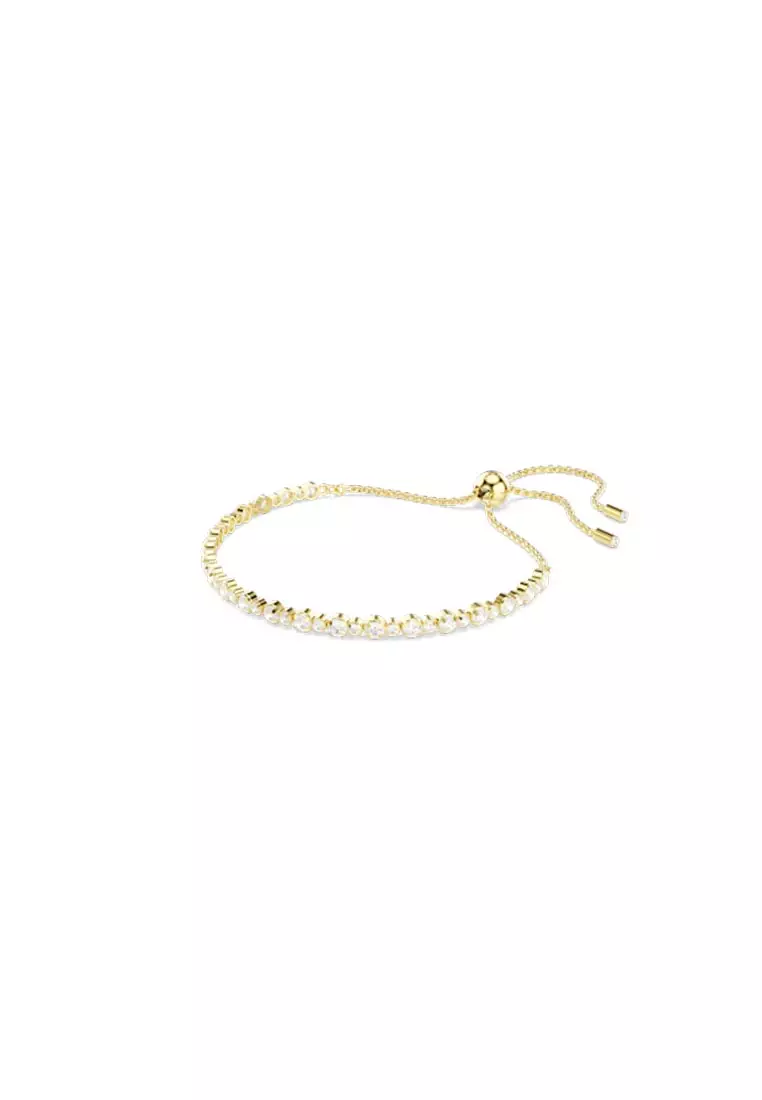 Matrix Tennis Bracelet, Round Cut, White, Gold-Tone Plated