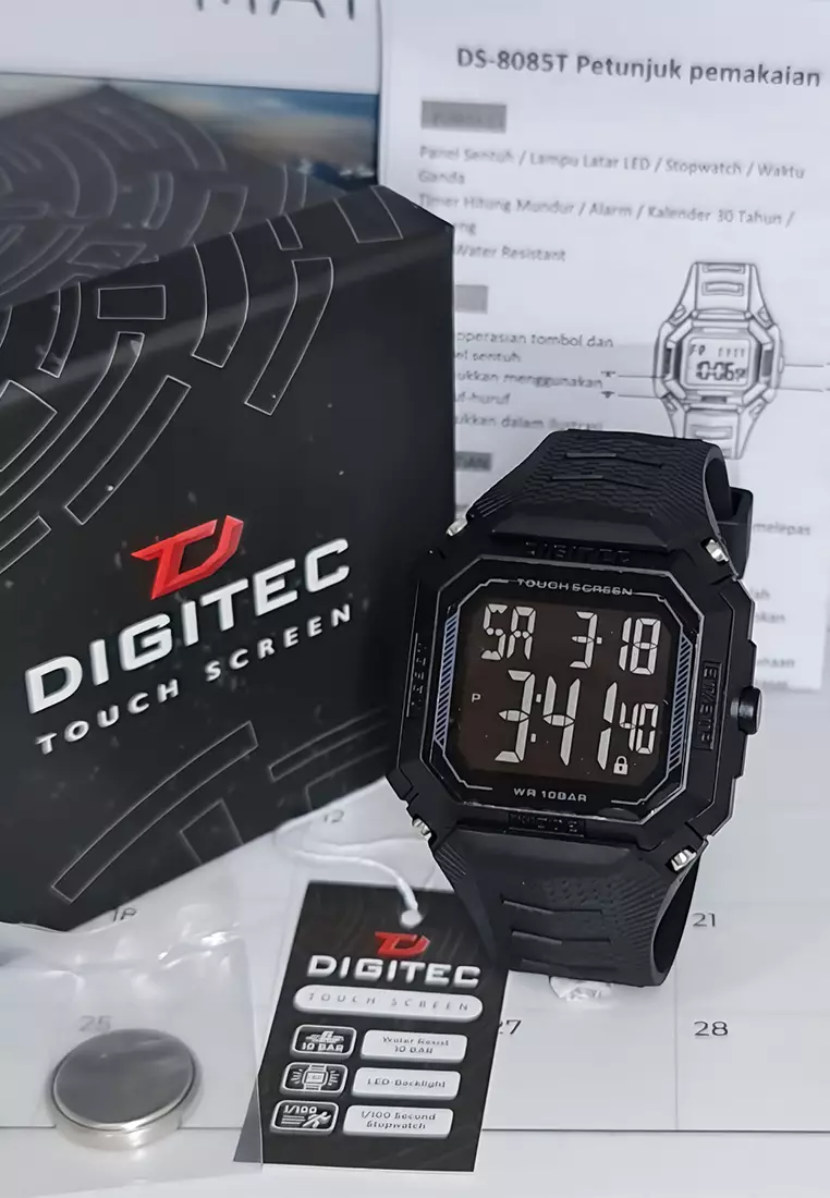Digitec Touch Screen - Jam Tangan Digital Pria - Full Black - Resin Strap - 8085-B
