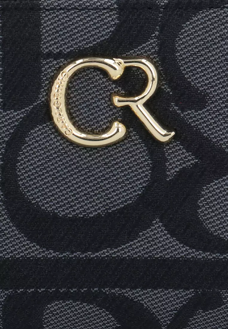 Carlo GEO Jacquard Folded Short Wallet - Black