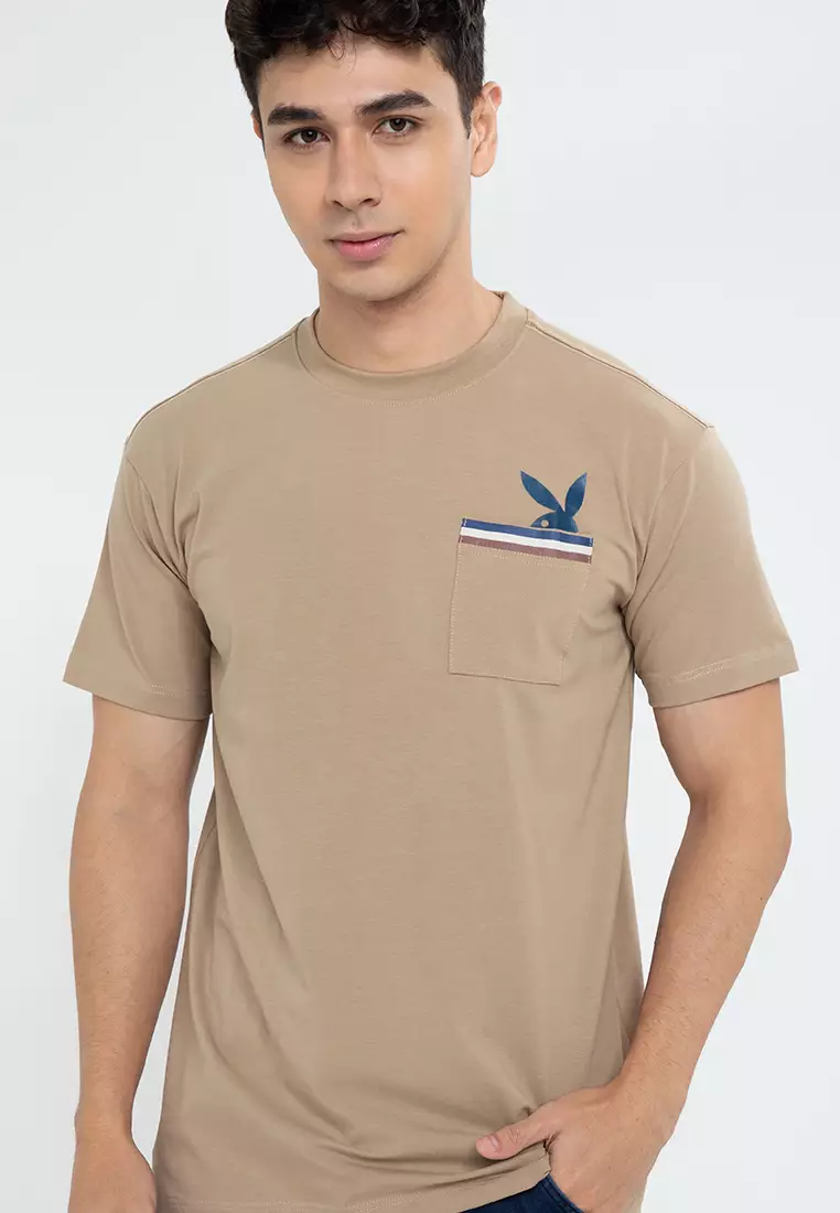 Buy Playboy Apparel Men s Dune Print Bunny Pocket Tee 2024 Online