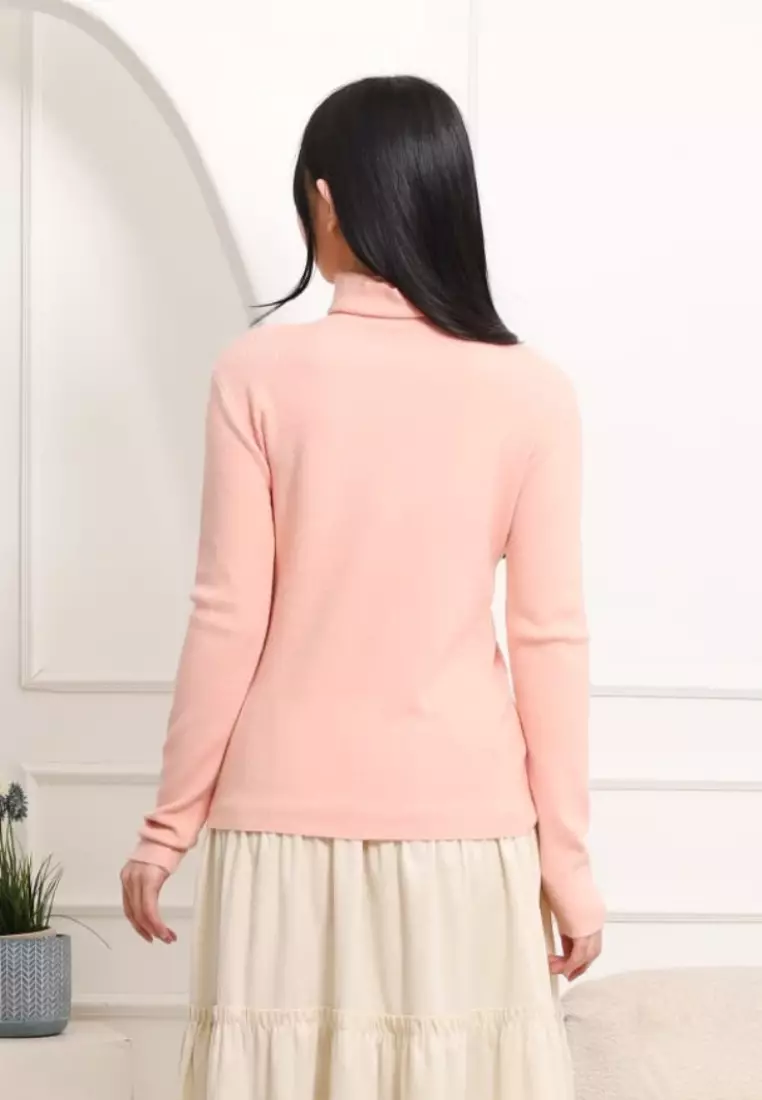 Avrora Turtleneck Knit Blouse in Pink