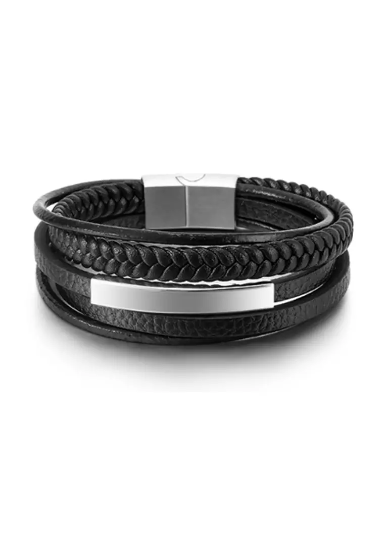 Mens leather magnetic bracelets outlet