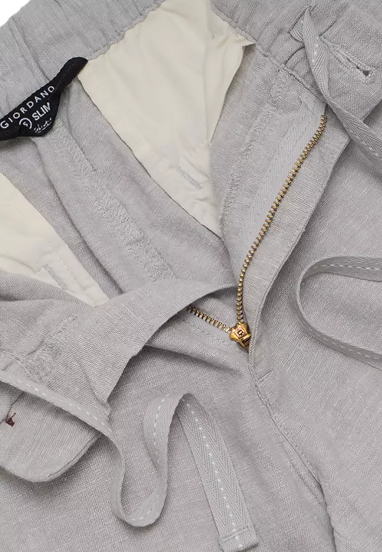 Men's Linen Cotton Low Rise Slim Tapered Bermuda Shorts