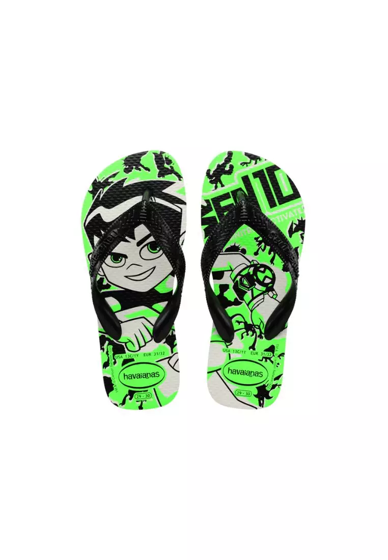 Kids Ben 10 Flip Flops - White/Black