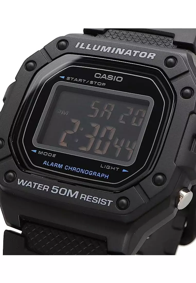 W-218H-1BV Men's Digital Sport Watch with Black Resin Band