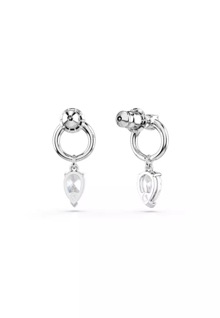 Mesmera Drop Earrings, Mixed Cuts, White, Rhodium Plated