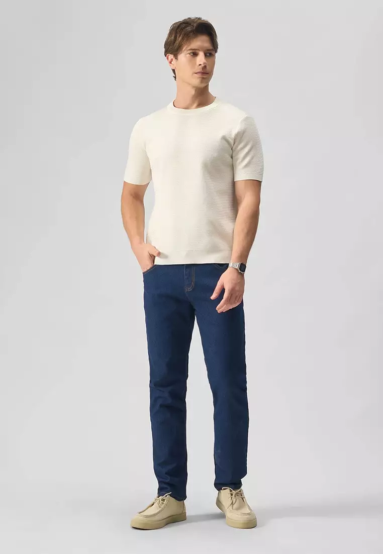 Textured Crew Neck T-Shirt