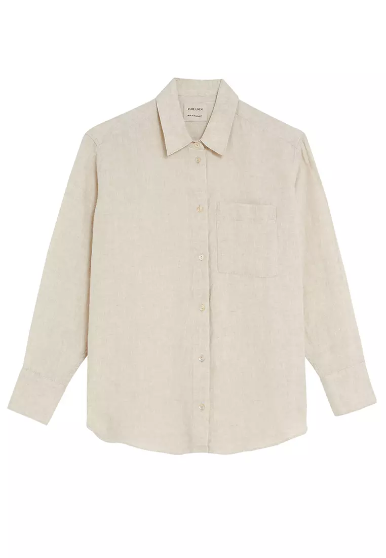 Jual Marks & Spencer Pure Linen Oversized Shirt Original 2024 | ZALORA ...