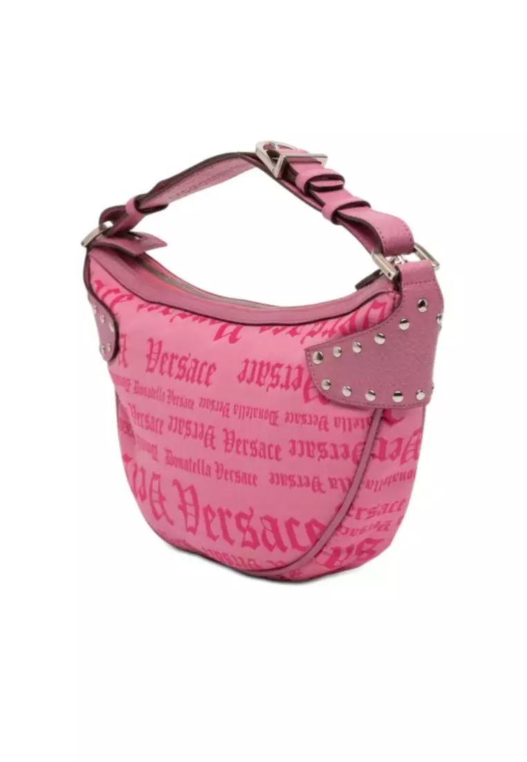 Pre-Loved Versace Canvas Gothic Logo Repeat Handbag