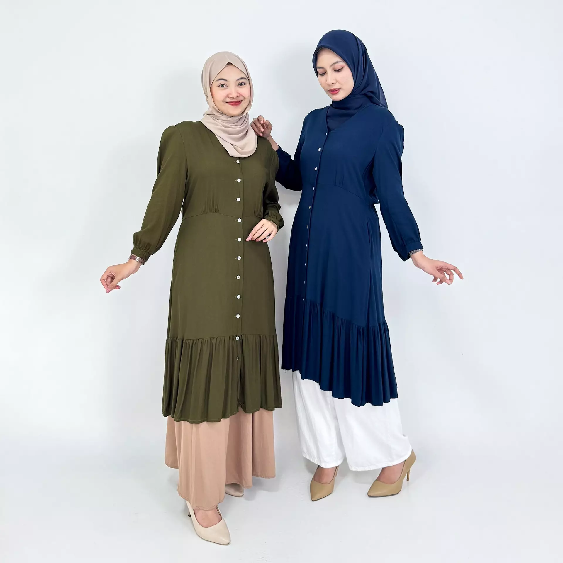 Long Tunic Mila [OLIVE] Baju Lengan Panjang Wanita