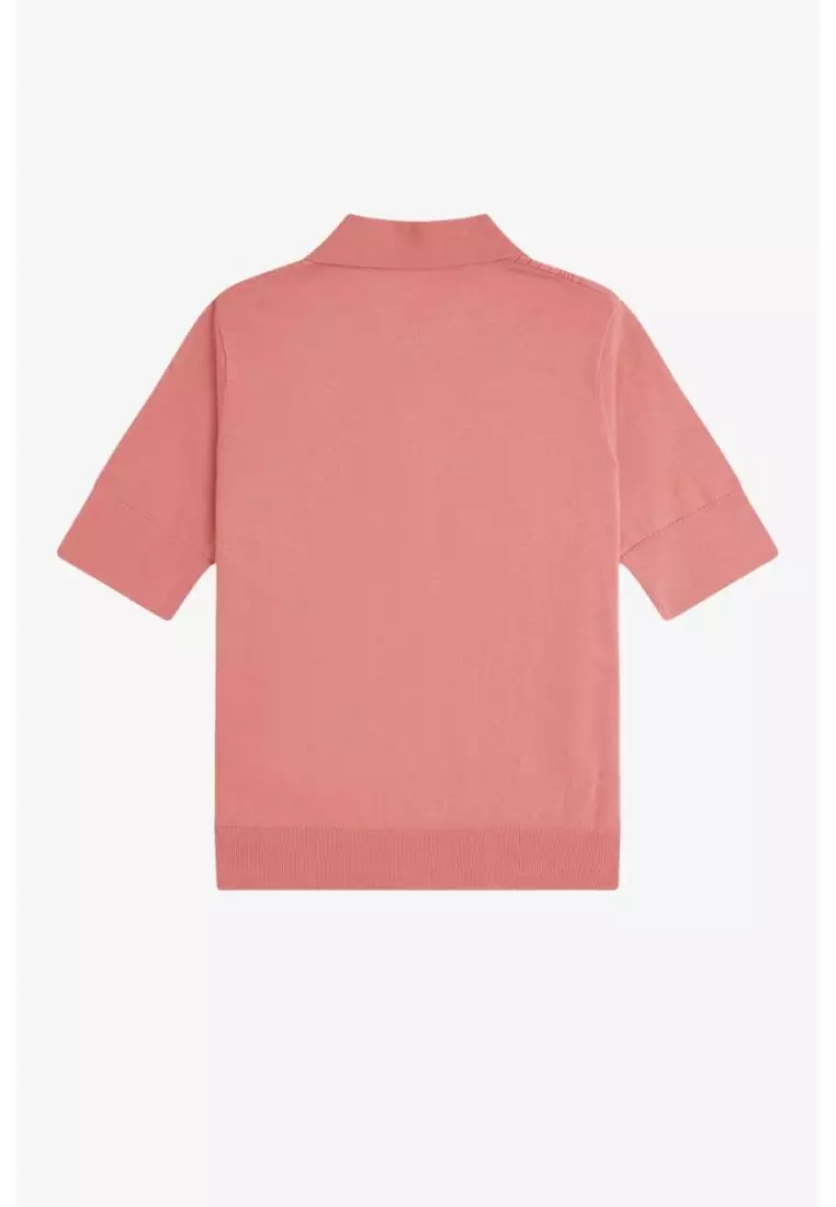 Fred Perry K9133 Pointelle Detail Knitted Shirt (Putty Pink)