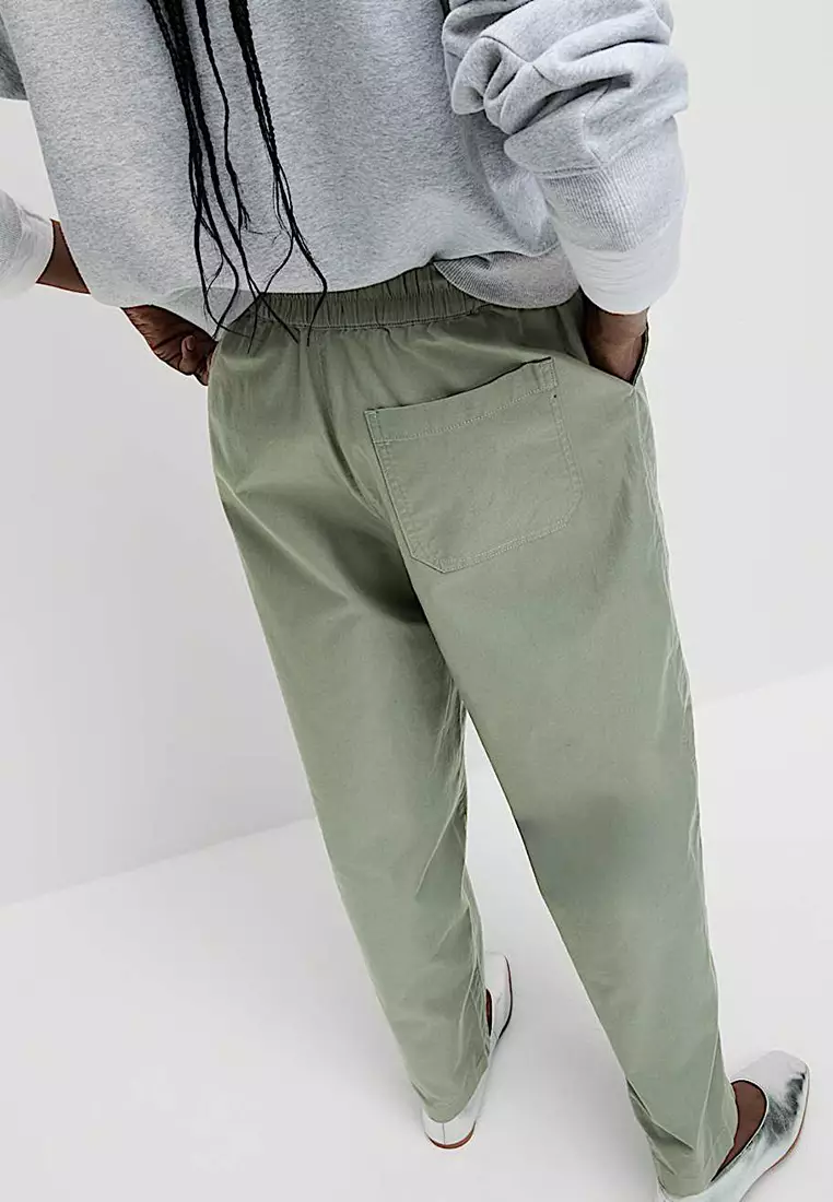 Pure Cotton Pull On Carrot Leg Trousers