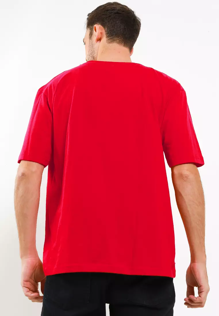 Ossu T-Shirt Oversize Ossu Logo Basic Red Cotton Combed
