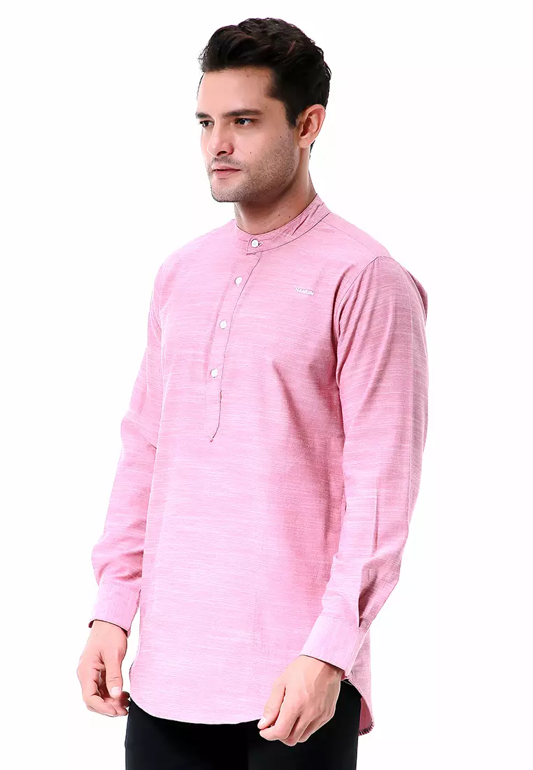 Leopold Atasan Pria Kemeja Polos Setengah Kancing Long Sleeve Simple Design Material Cotton ORIGINAL - Soft Maroon