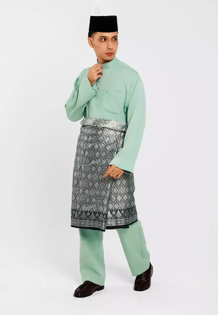 Alain Delon Baju Melayu Regular Fit Sedondon anak Budak - 19025001-45DustyGreen