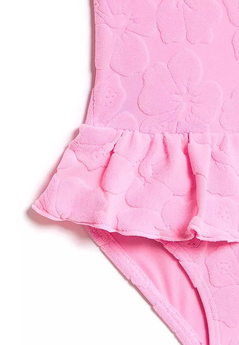 Floral Textured Frill Swimsuit
