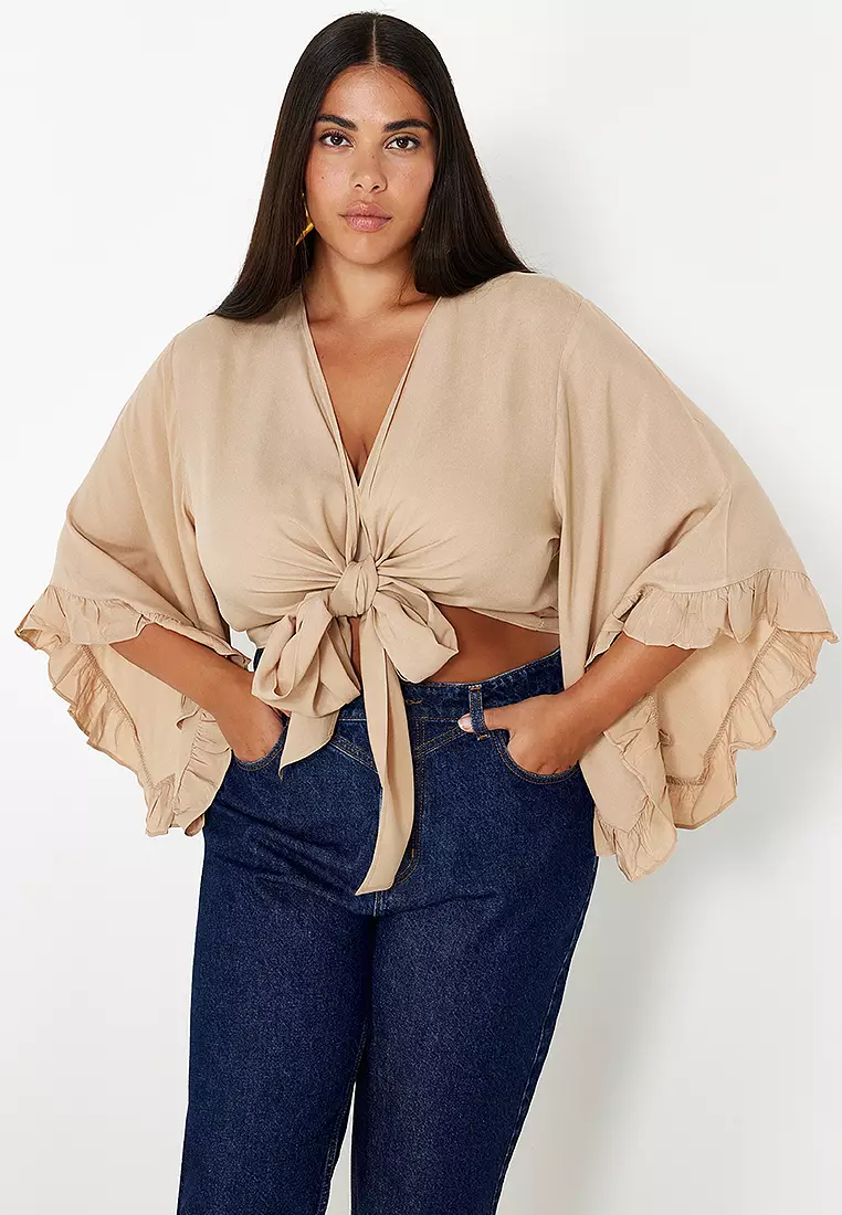 Plus Size Crop Flounce Blouse