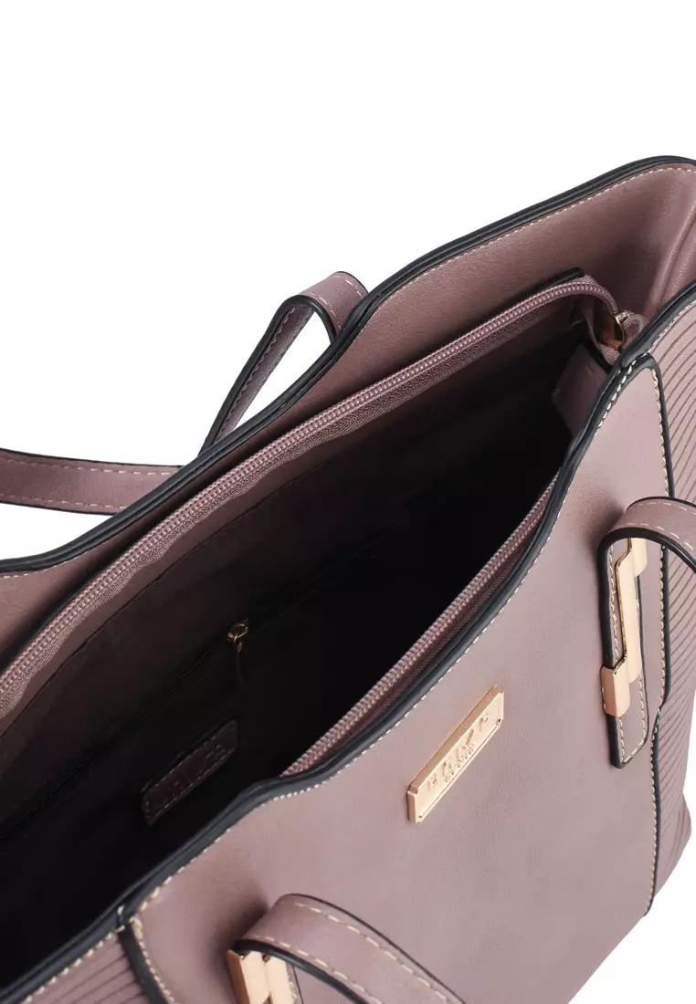 Debossed Convertible Top Handle Bag