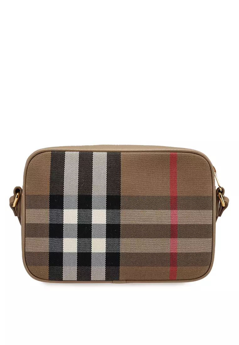 Burberry medium vintage check and leather camera bag on sale