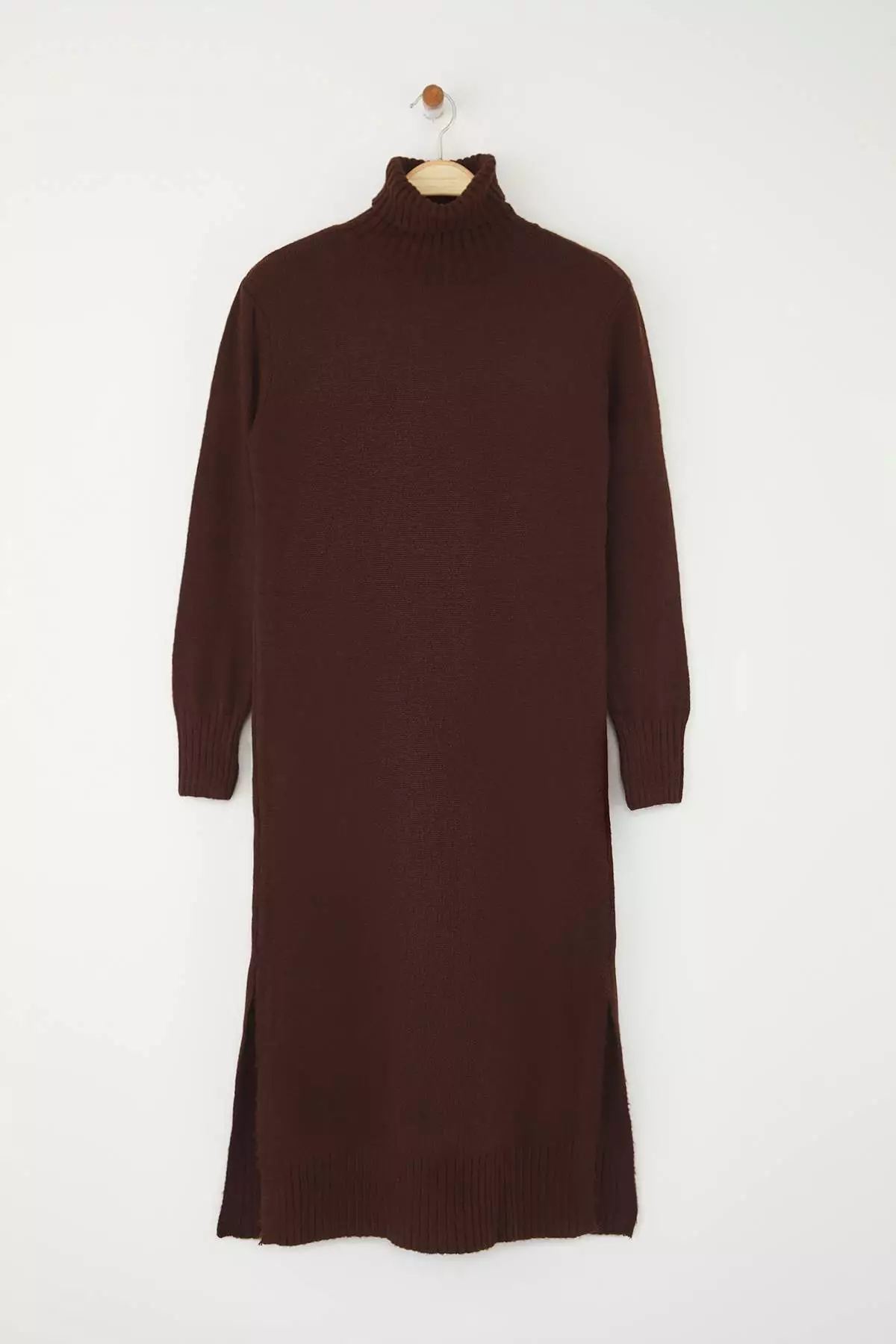 Brown Midi Wide Fit Soft Texture Knitwear Dress