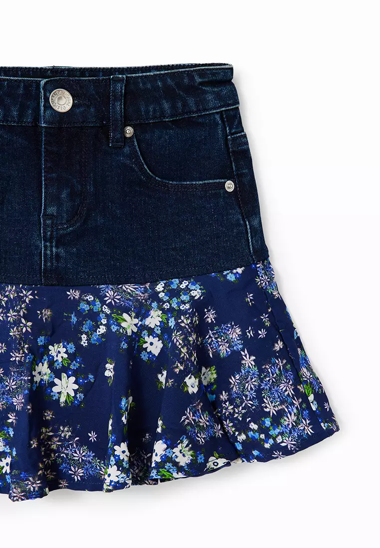Buy Desigual Desigual Girl Floral ruffle denim mini skirt