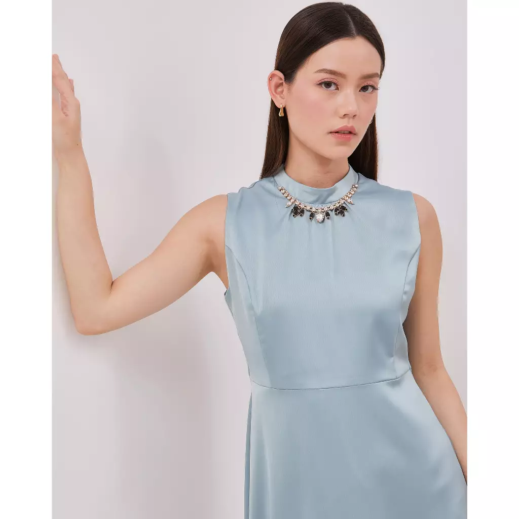 knee length dresses for ladies Sleeveless Knitted Midi Dress  EXECUTIVE