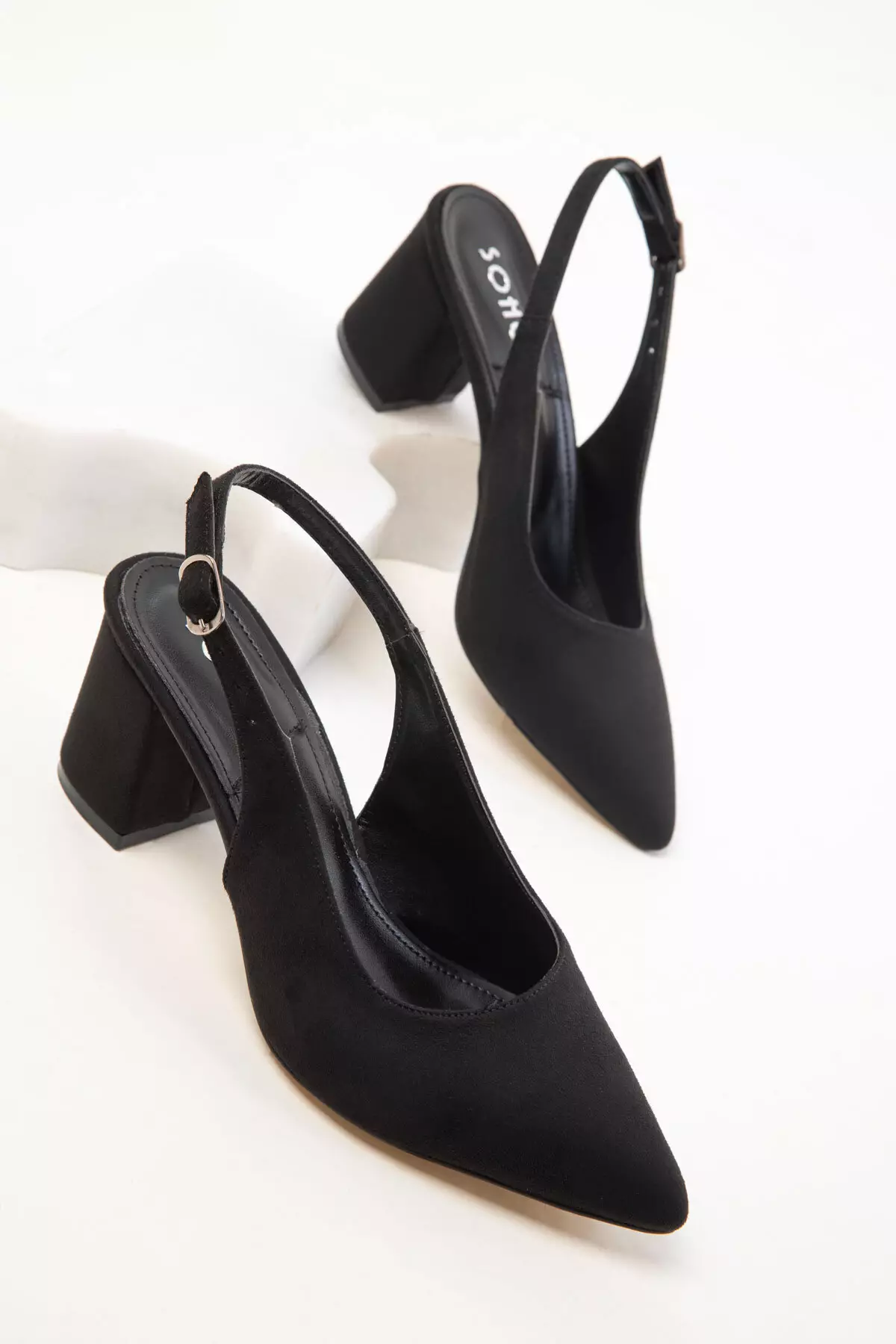 Black Suede Women's Classic Heeled Shoes 20371