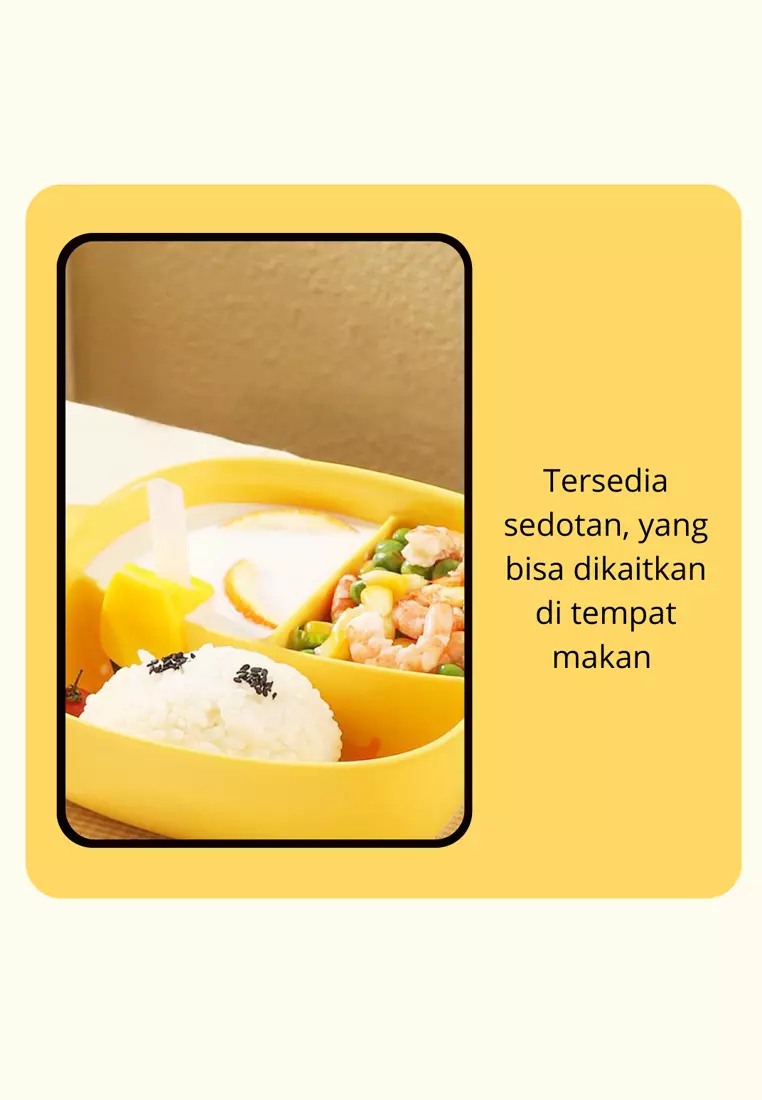 Wakakids Piring Makan Anak Set Kotak Makan Anti Slip BPA Free 7In1 Free Sticker Duck