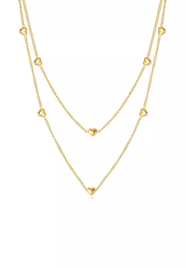 Gold heart outlet link necklace