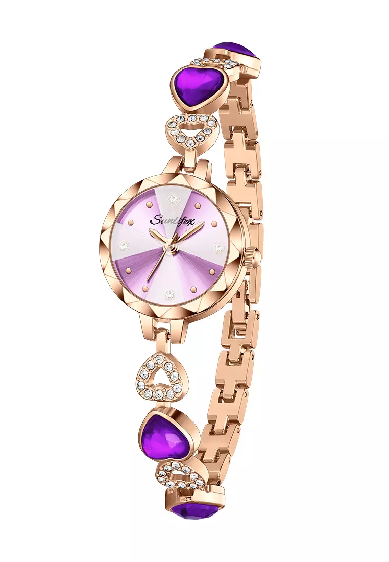 Jam Tangan Wanita Tali Stainless Steel Original Berlian Tali Gelang Jam Tangan Cewek purple