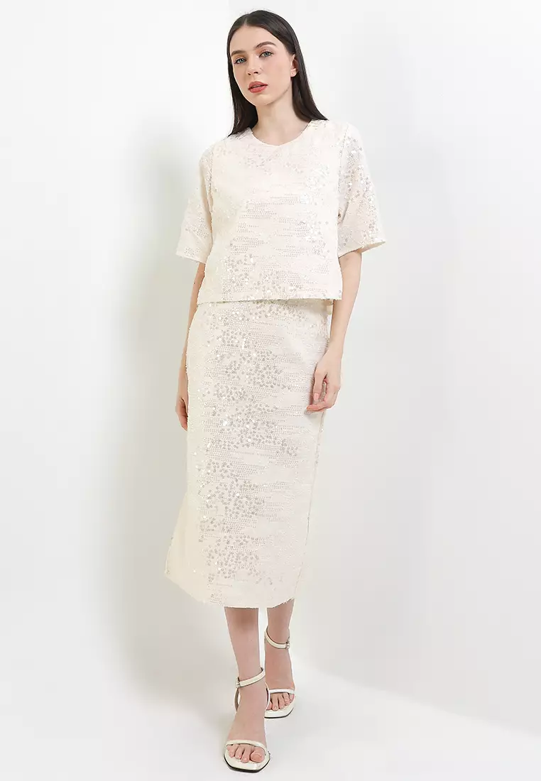 S/S Sequin Crop Blouse