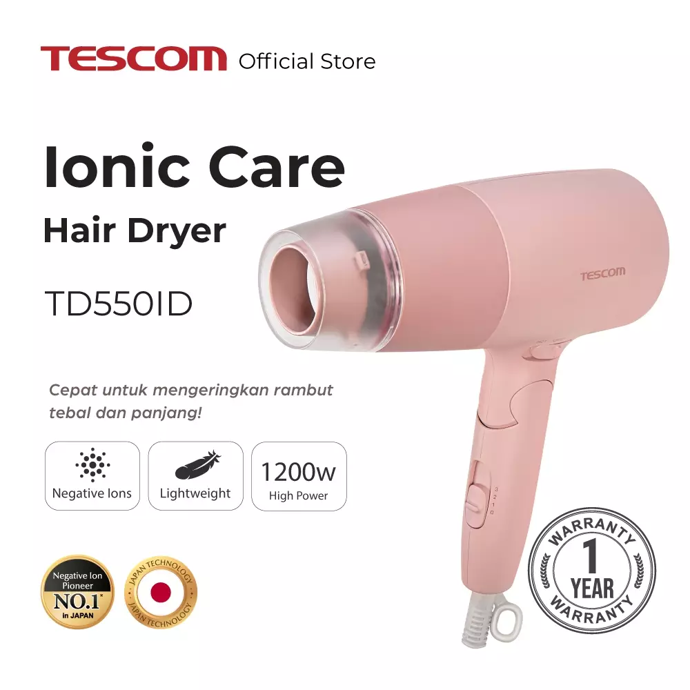 Tescom Ionic Care Hair Dryer / Pengering Rambut Mengandung Ion TD550ID