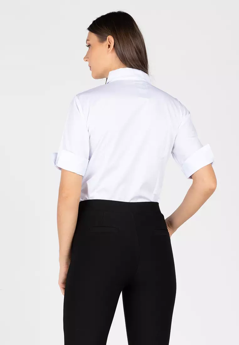 Diana 3/4 Sleeve Pinstripe Button Down Office Blouse