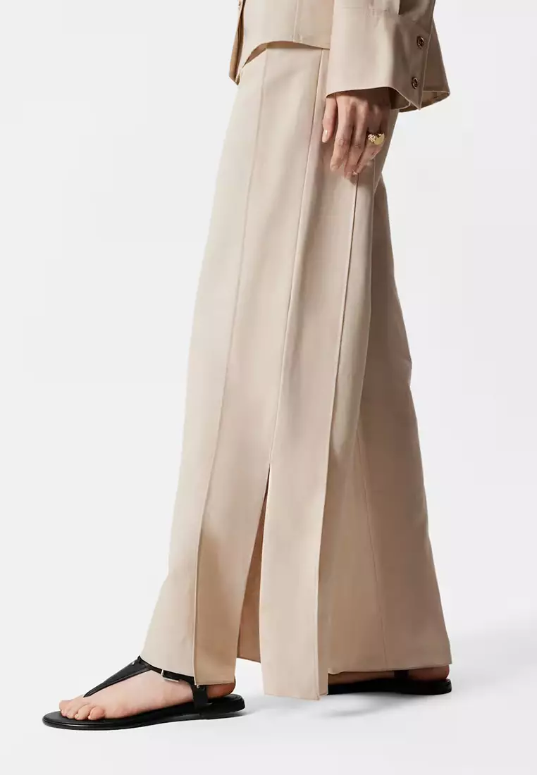 Wide-Leg Side-Slit Trousers