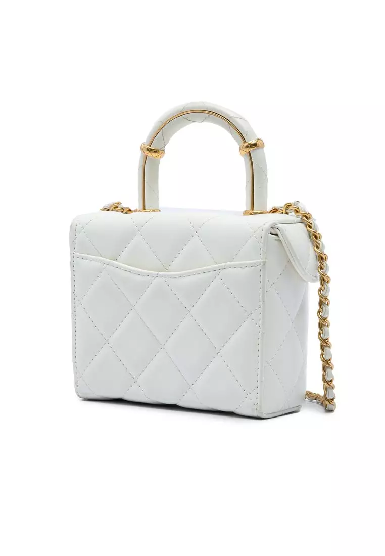Pre-Loved Chanel Mini Cc Quilted Lambskin Vanity Top Handle Cosmetic Case