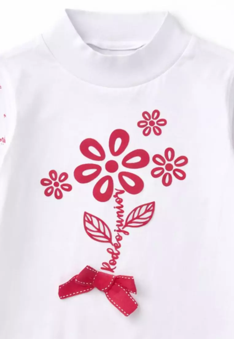 Kaos Lengan Panjang Anak Perempuan Putih/ Girls Long Sleeve T-Shirt White/ Rjg Holiday Essentials