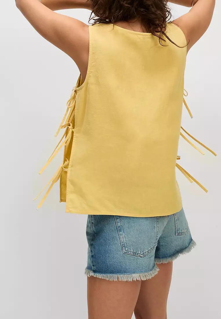 Linen Rich Tie Side Tank Top