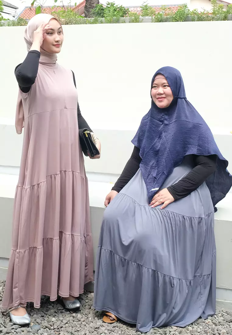 JV Hasanah Sheilla Ruffle Sleeveless Jersey Dress | Gamis Kensy Susun Jersey