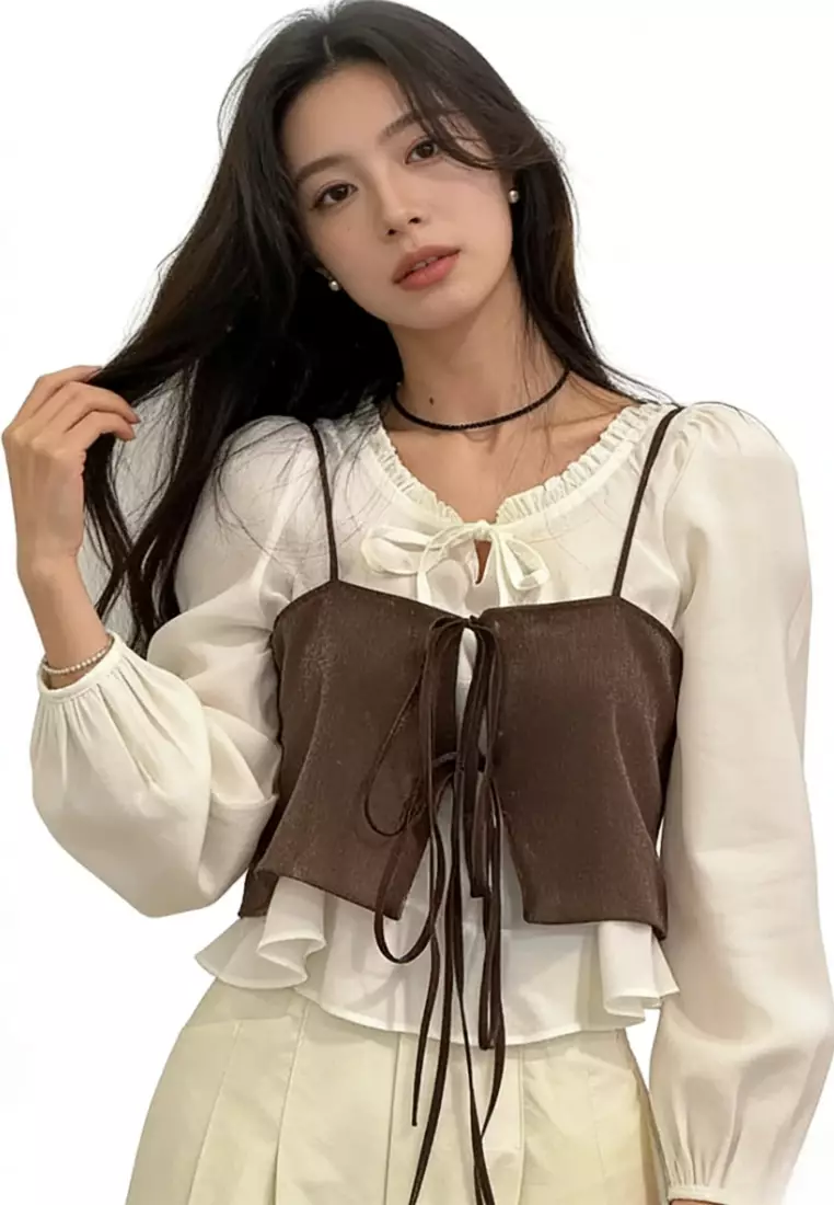 Square Neck Tie Front Camisole CA26031915BW