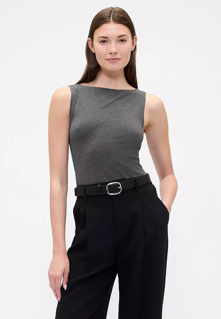 Sleeveless Boat Neck Tank Top