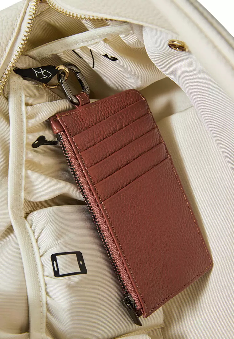 Jov 真皮卡包 小号拉链卡夹 10+卡位-焦糖色