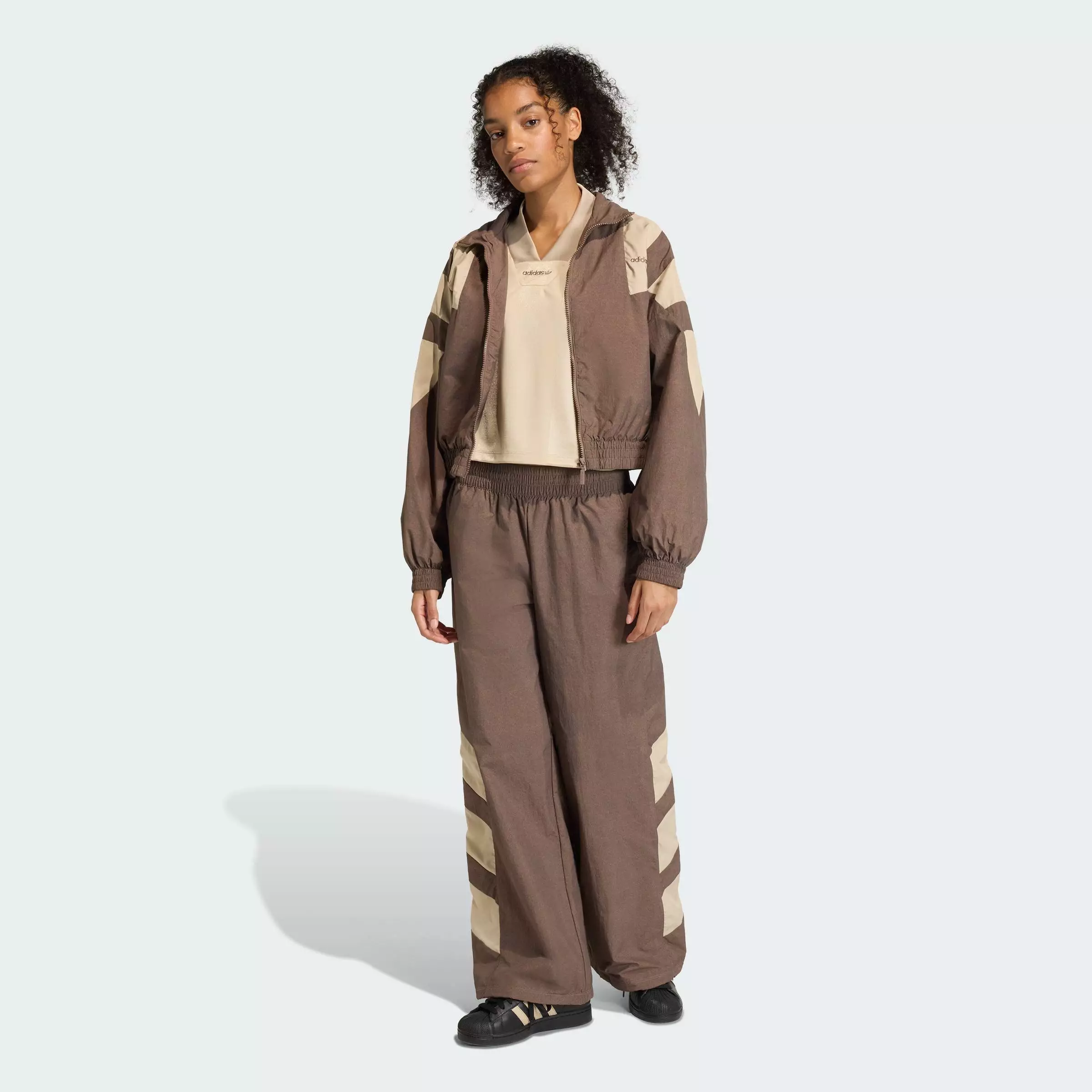 Lifestyle BLOCKED WASHED ZIPPED TRACK TOP Women Brown KD8787